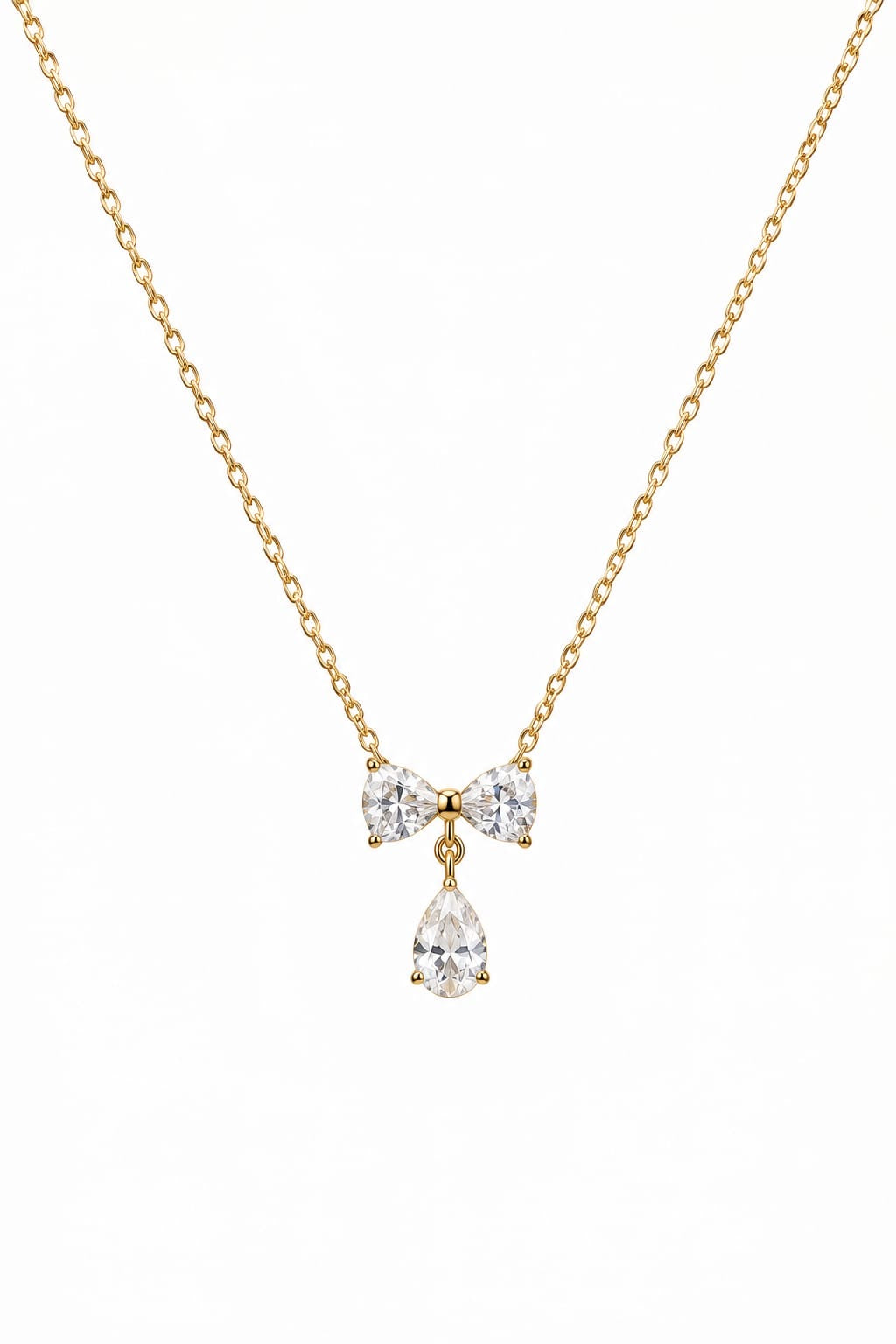 Merline bow teardrop minimal necklace