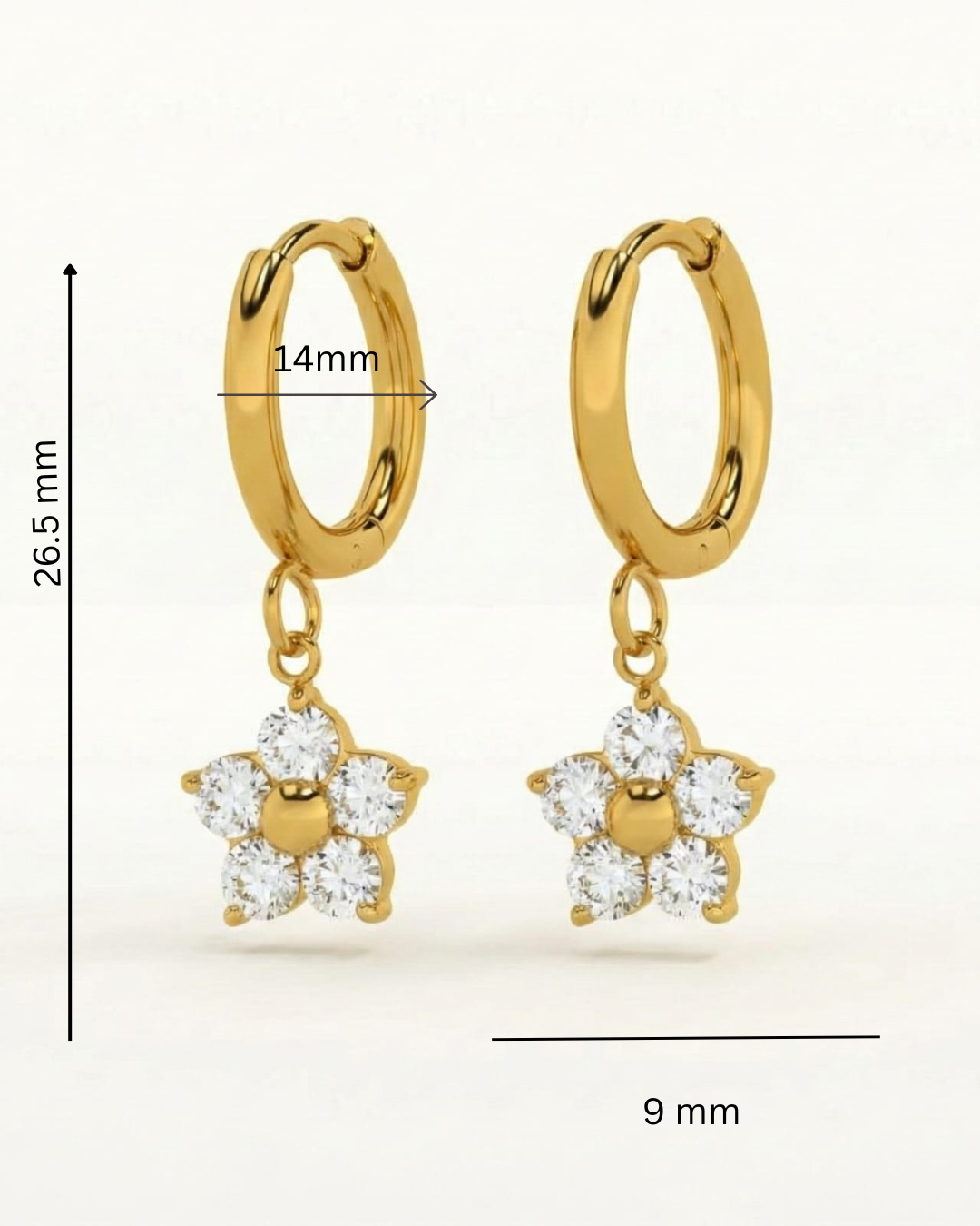 Daisy Spark CZ Flower Drop Huggie Earrings