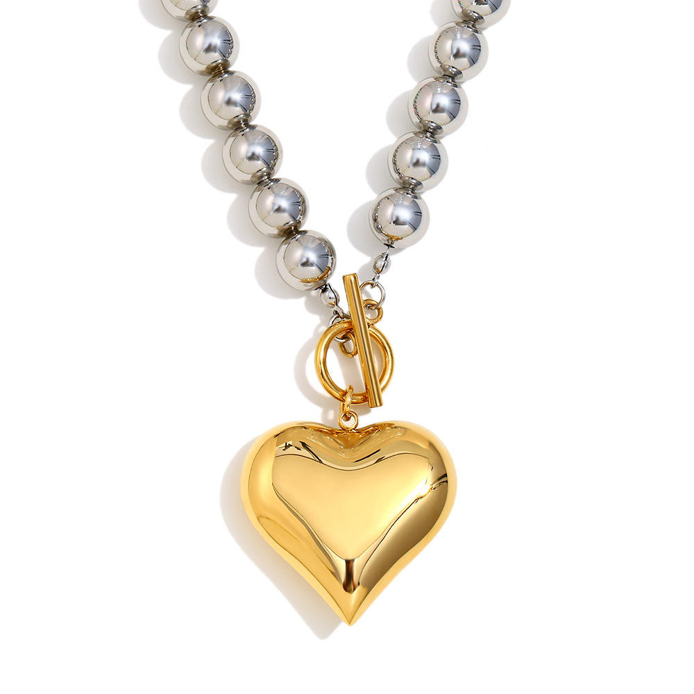 Elisa Dual-tone beaded heart necklace
