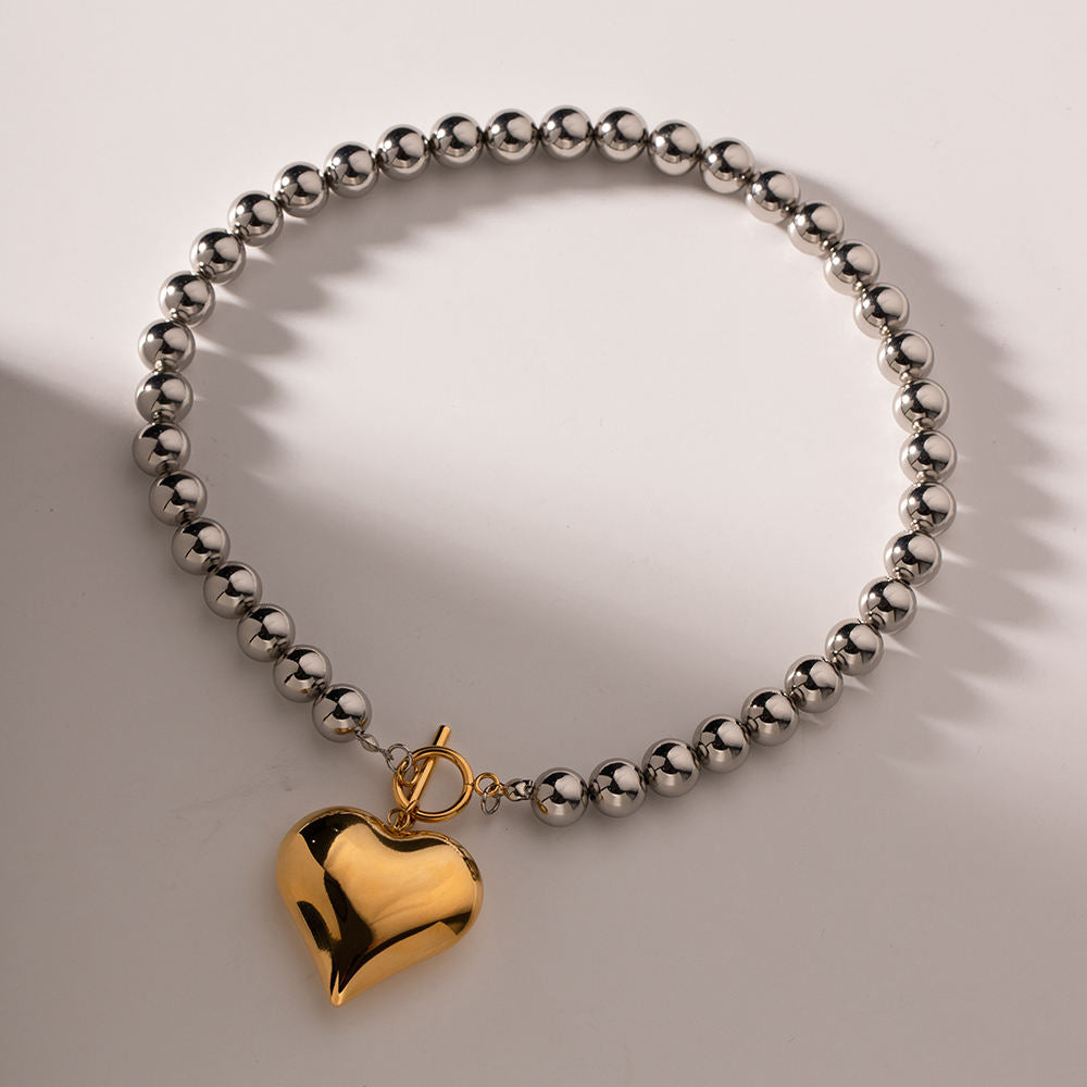 Elisa Dual-tone beaded heart necklace