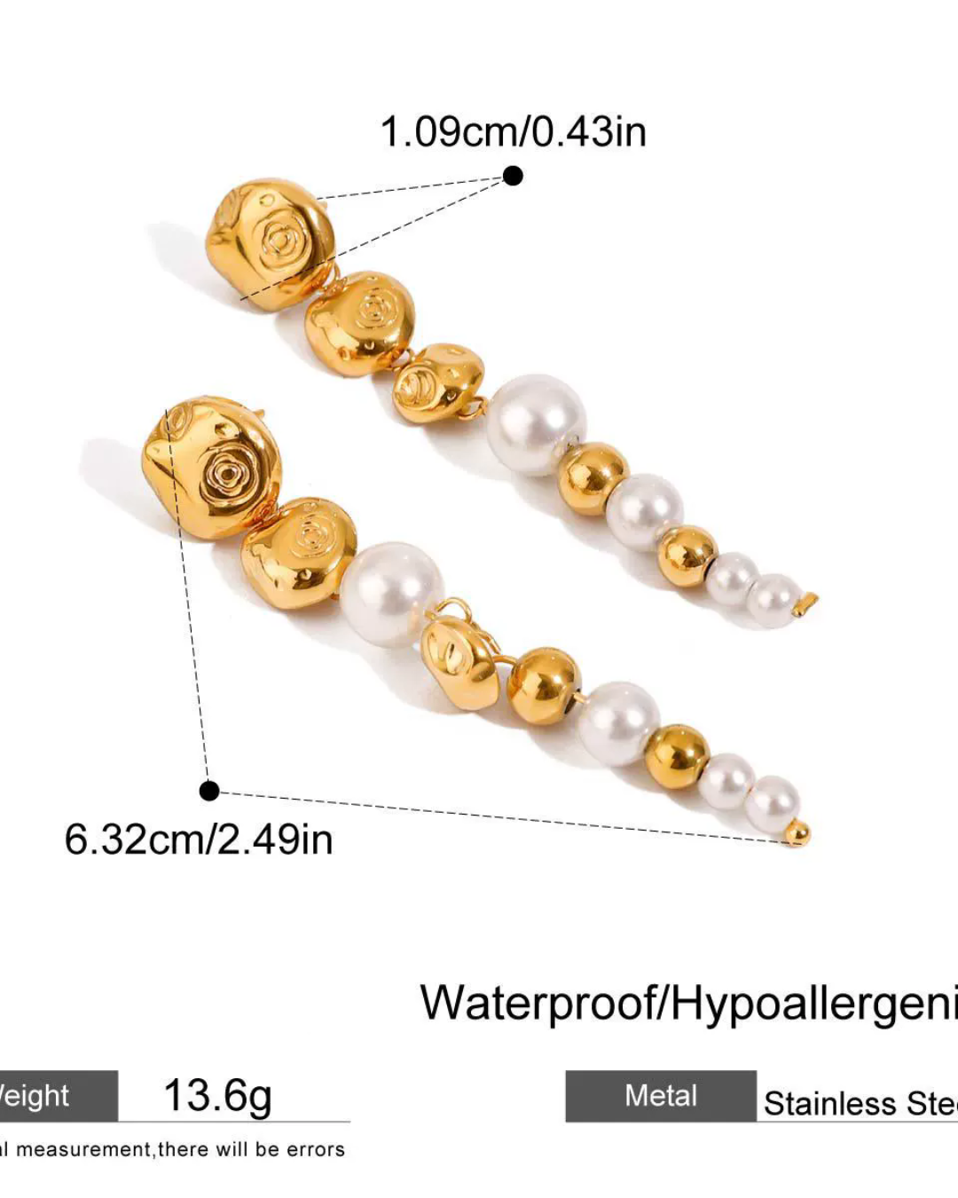 18K Gold Plated fresh water Pearl Drop Earrings for Women | Statement Earrings