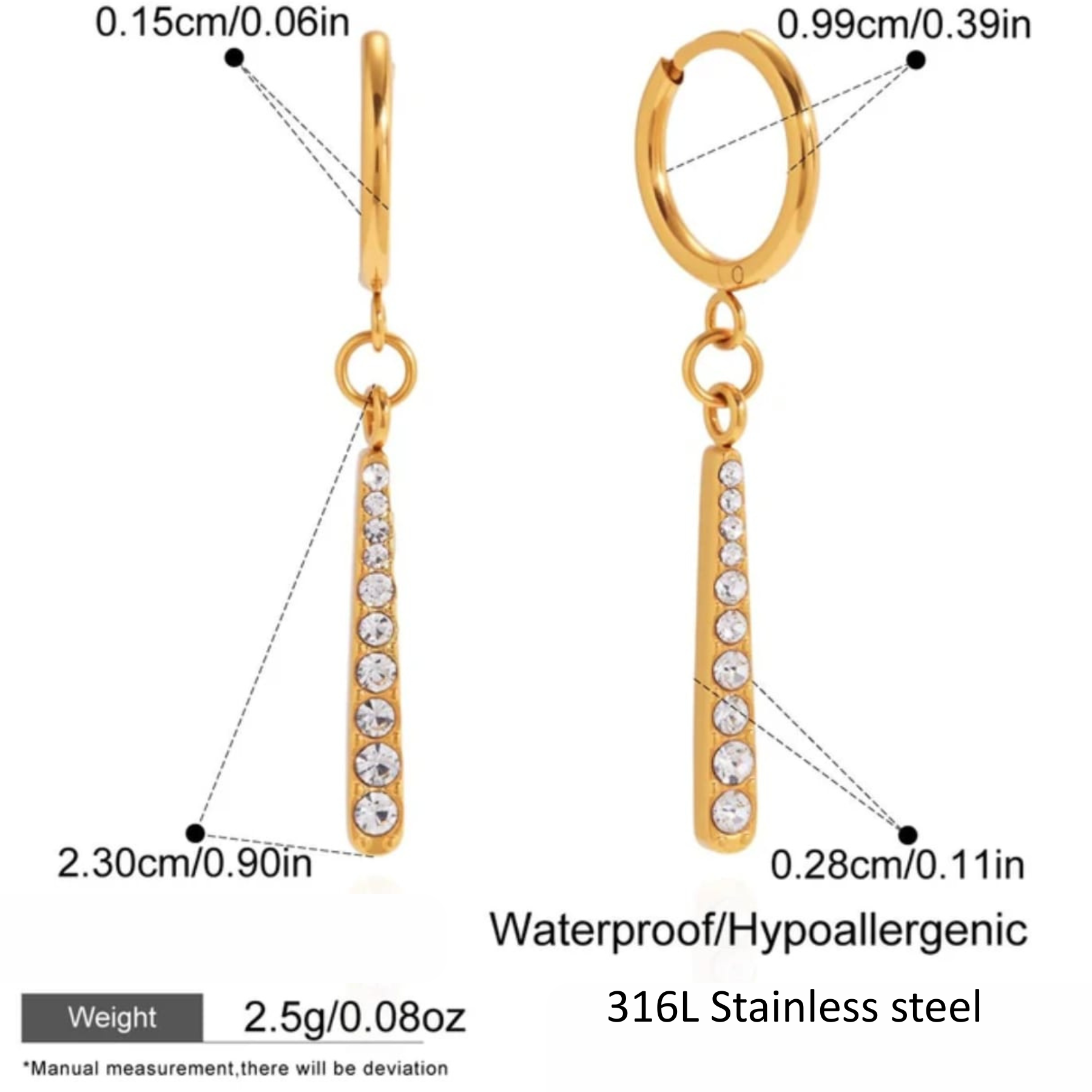 Luma - Minimal Gold Bar Drop 18k Gold Plated Earrings