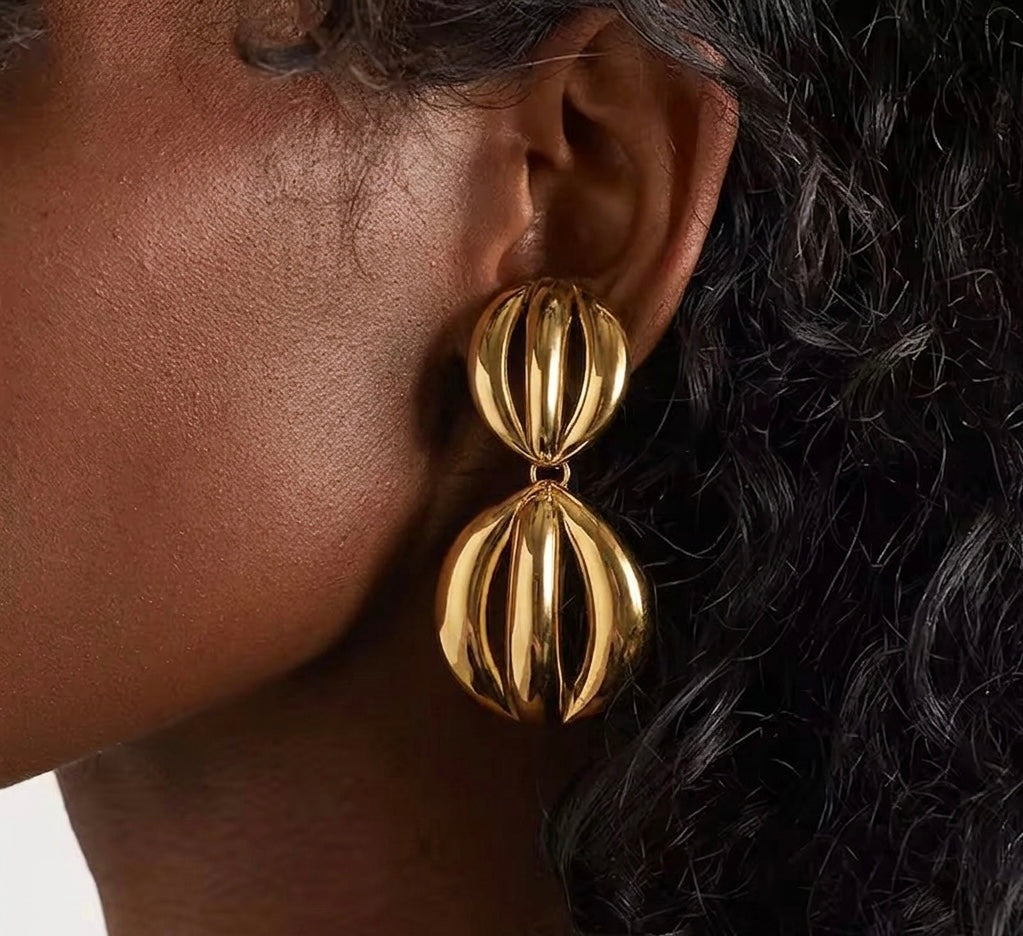 Rumi Sculptural Double Drop Earrings for Women