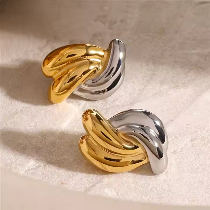Merly Dual Tone- Real 18k gold plated Earring
