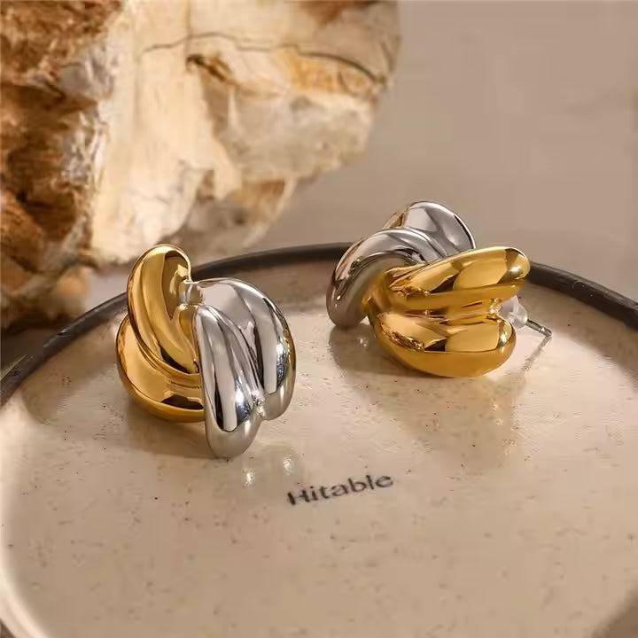 Merly Dual Tone- Real 18k gold plated Earring