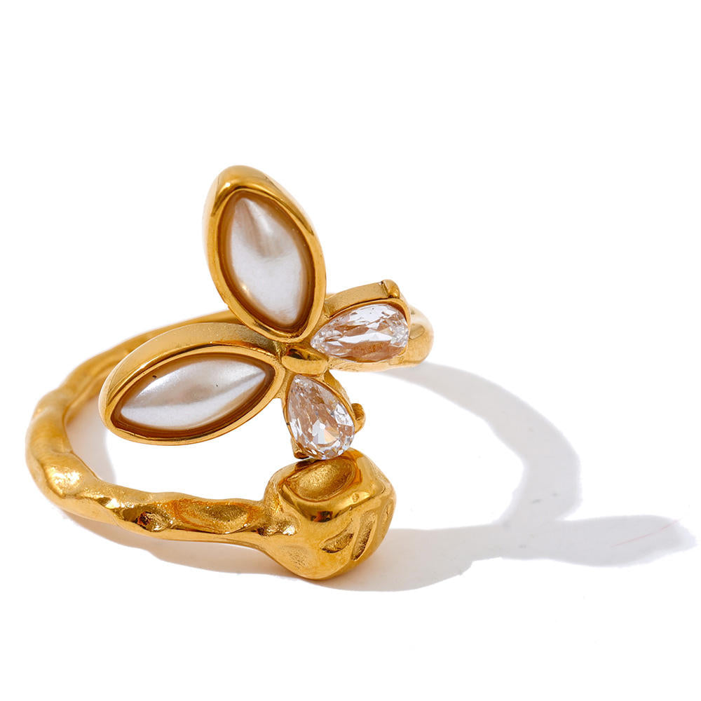 Rosie 3D rose ring -18k gold plated