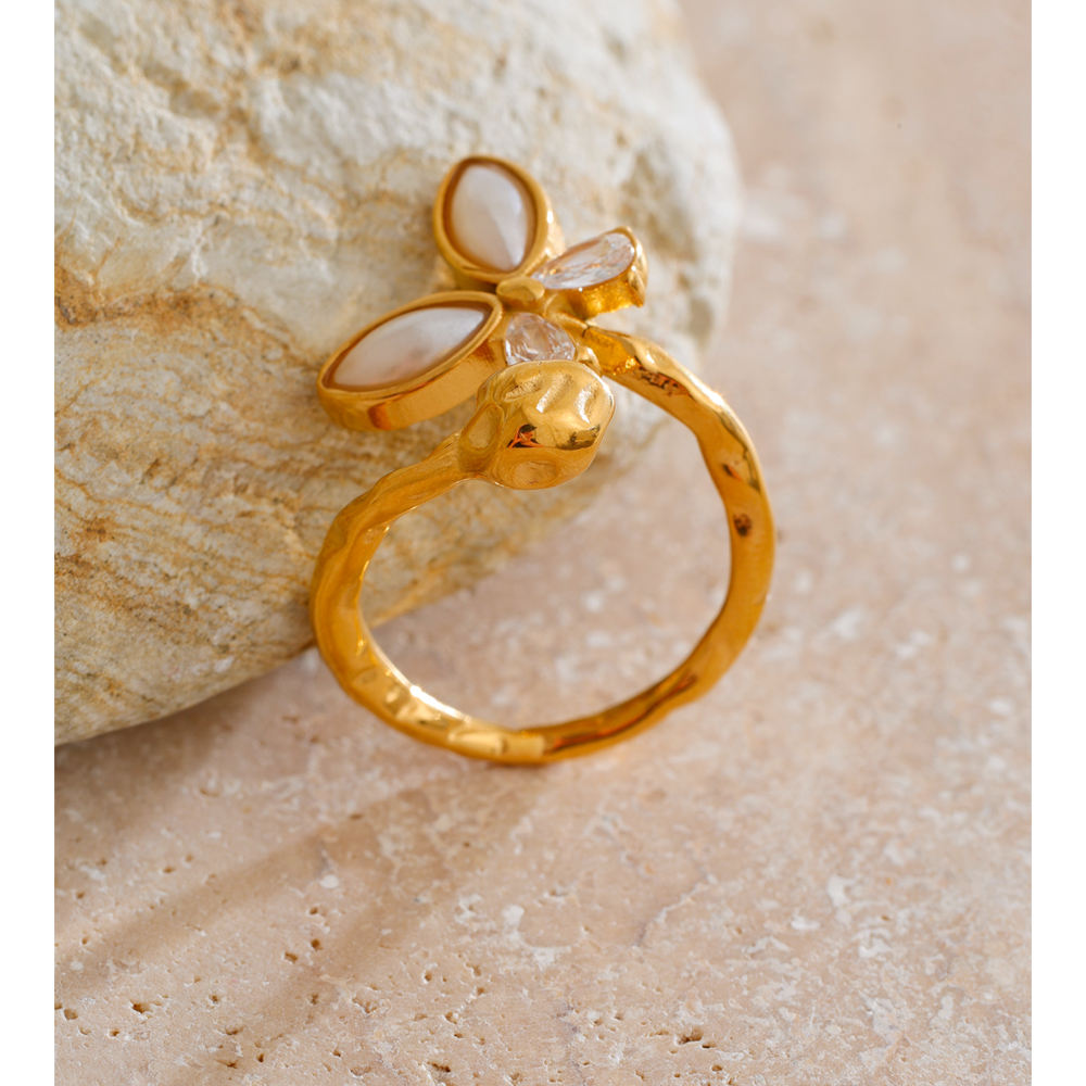 Rosie 3D rose ring -18k gold plated