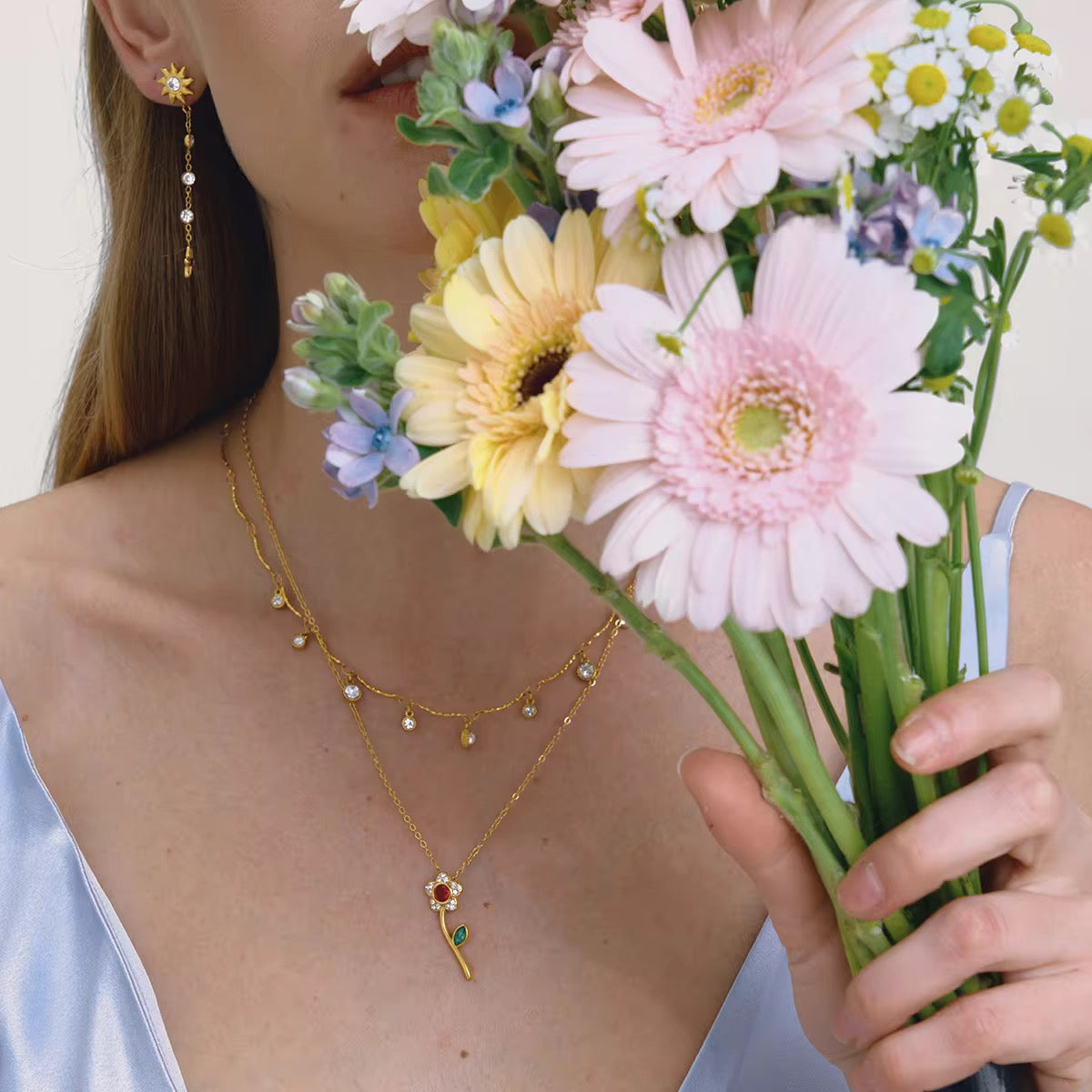 Rosalie Floral Charm Necklace