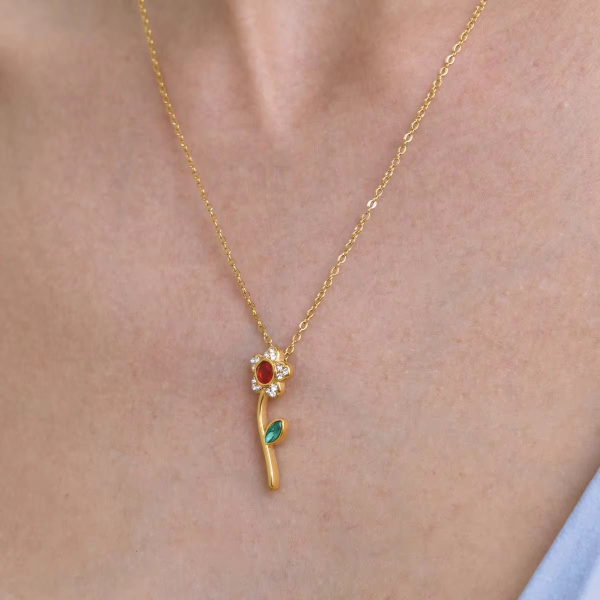 Rosalie Floral Charm Necklace