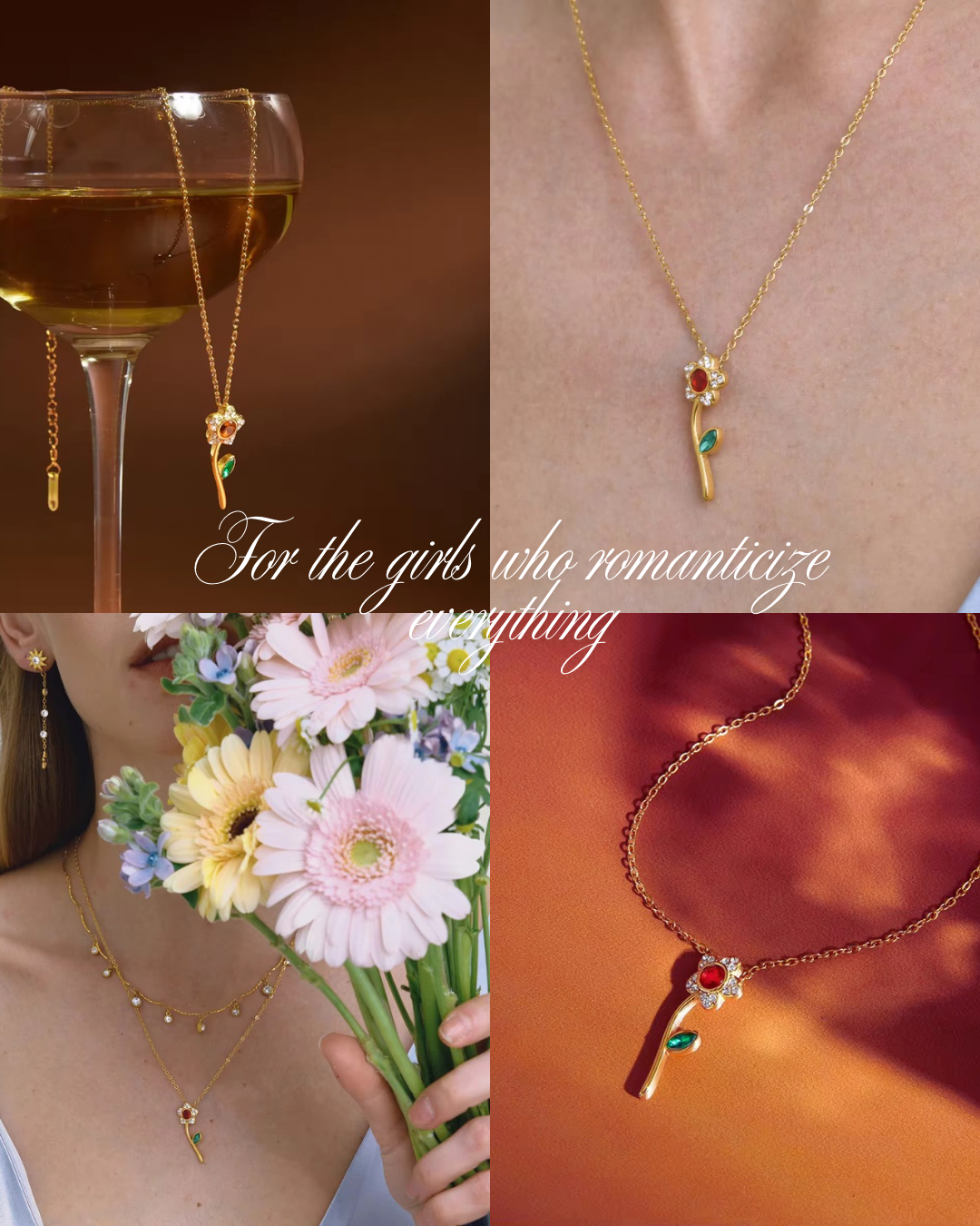 Rosalie Floral Charm Necklace