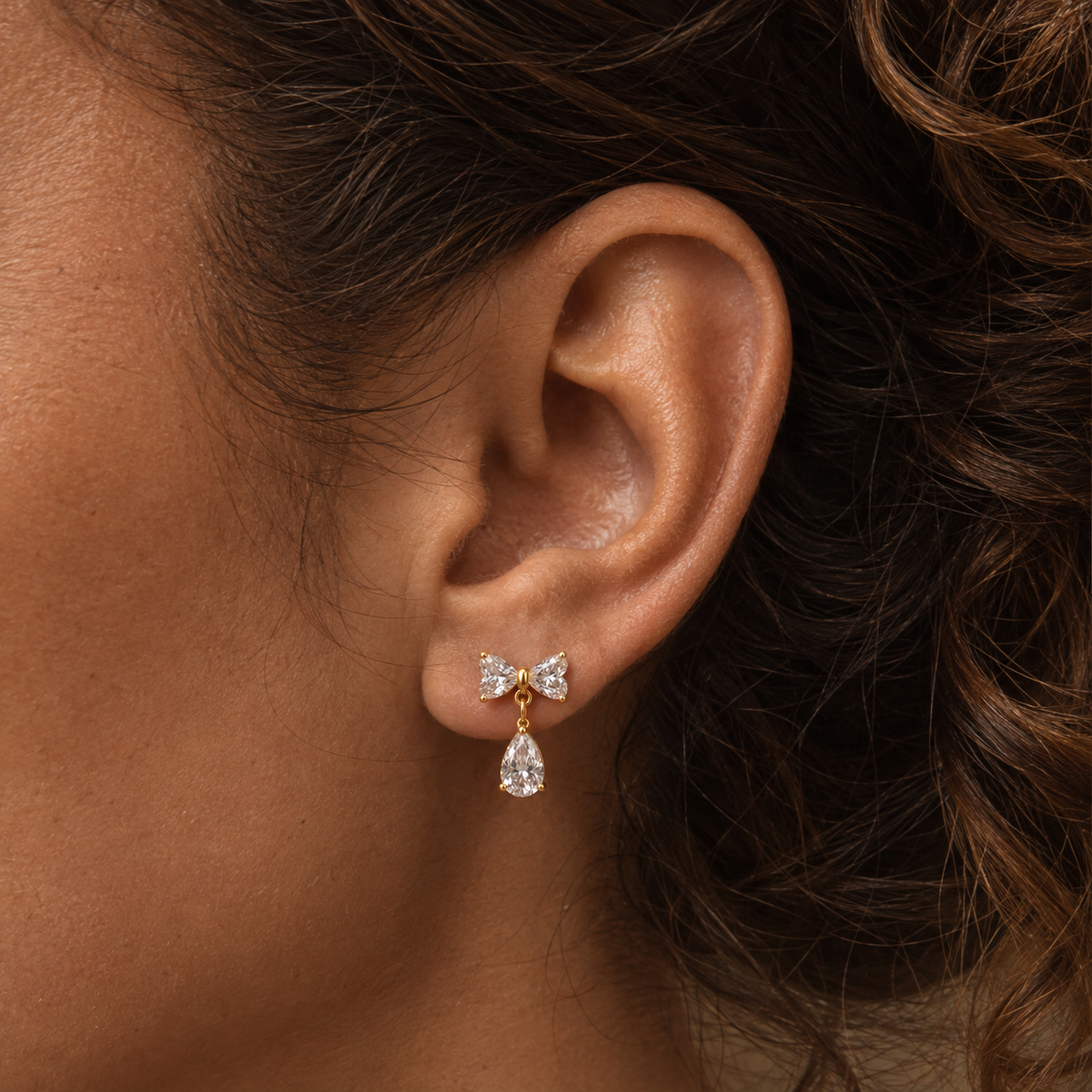 Merlin Sparkling Bow Teardrop Earrings