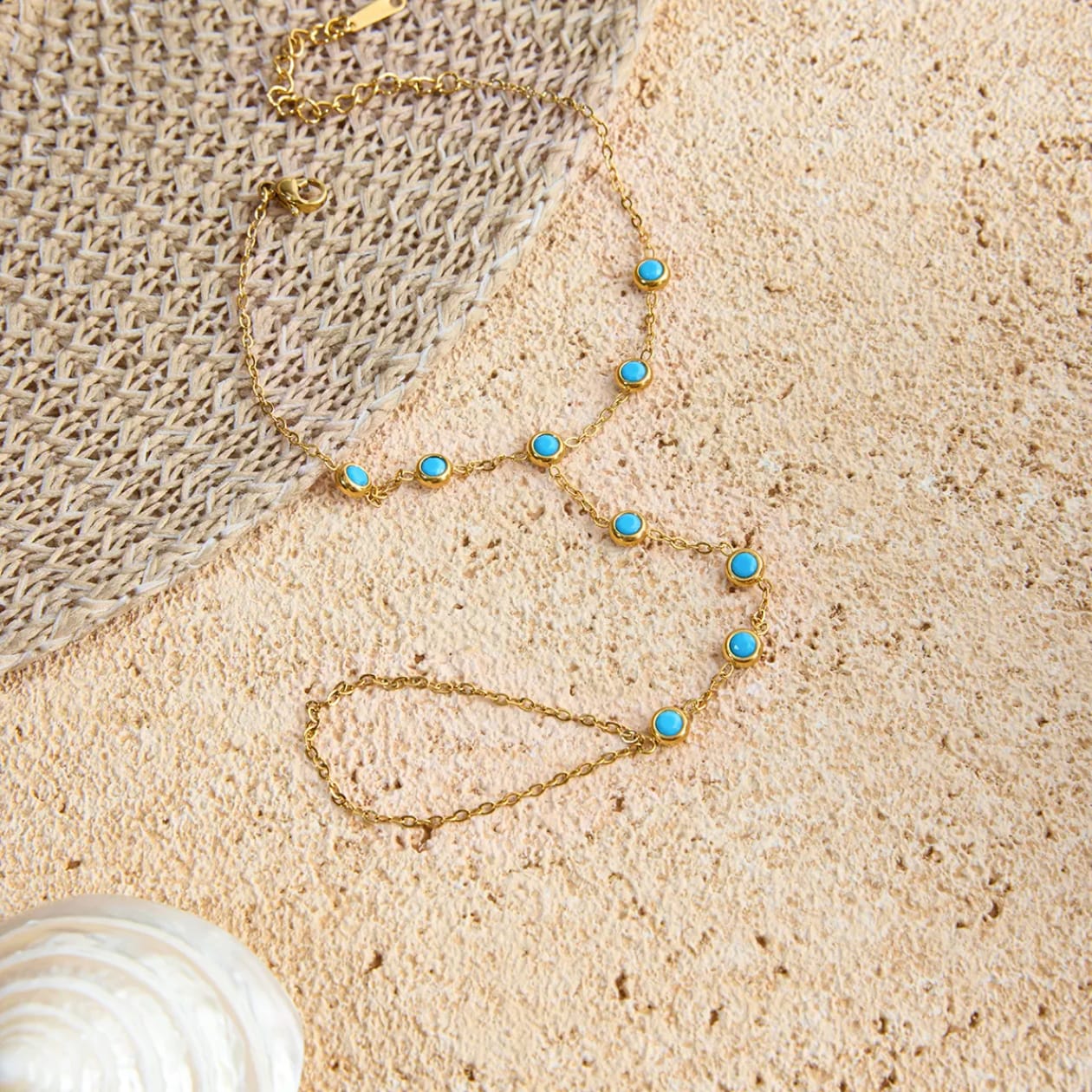 Blue Horizon Hand Chain -18k gold plated