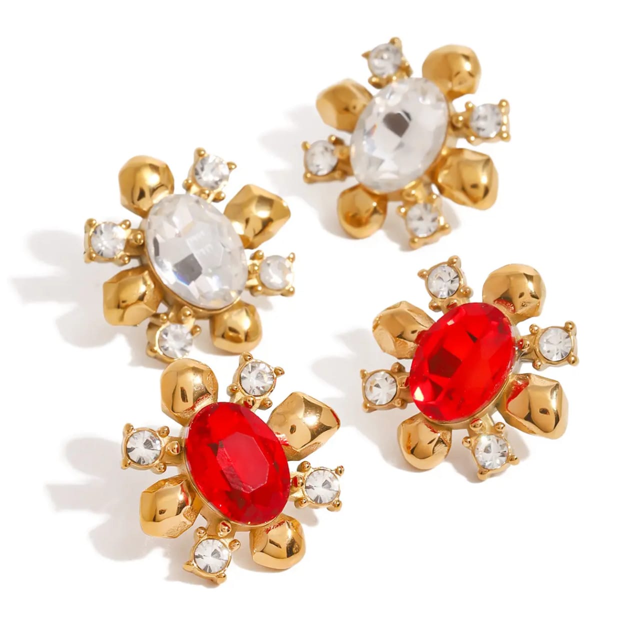 Velora Ruby Stud Earrings– 18K Gold -PVD plated