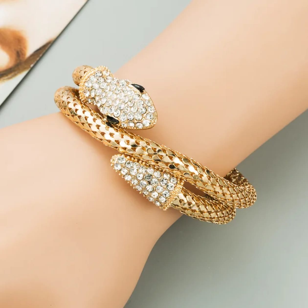 Snake inspired white Zircon Bracelet