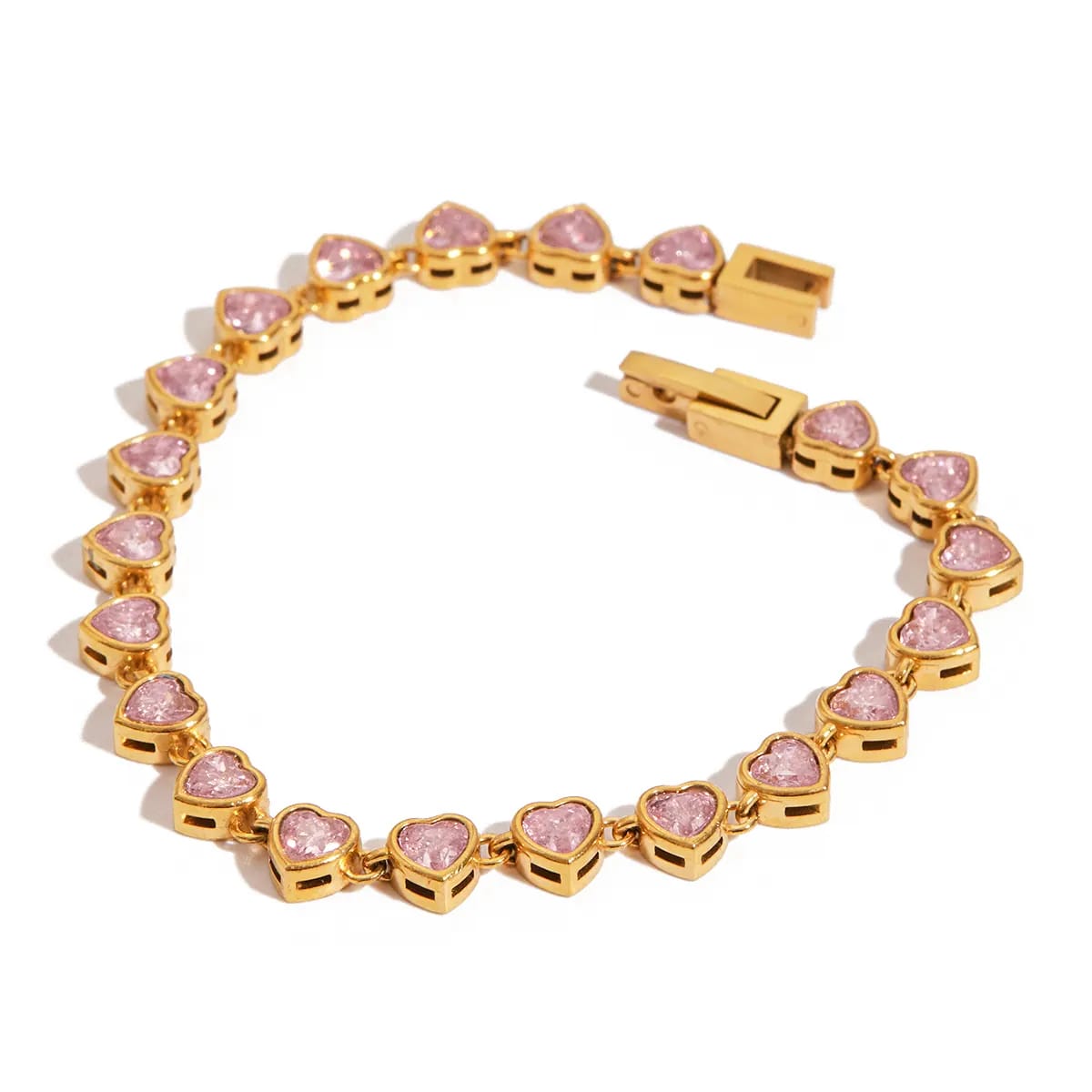 Tennis Bracelet with Pink Bezel Diamond Gold plated