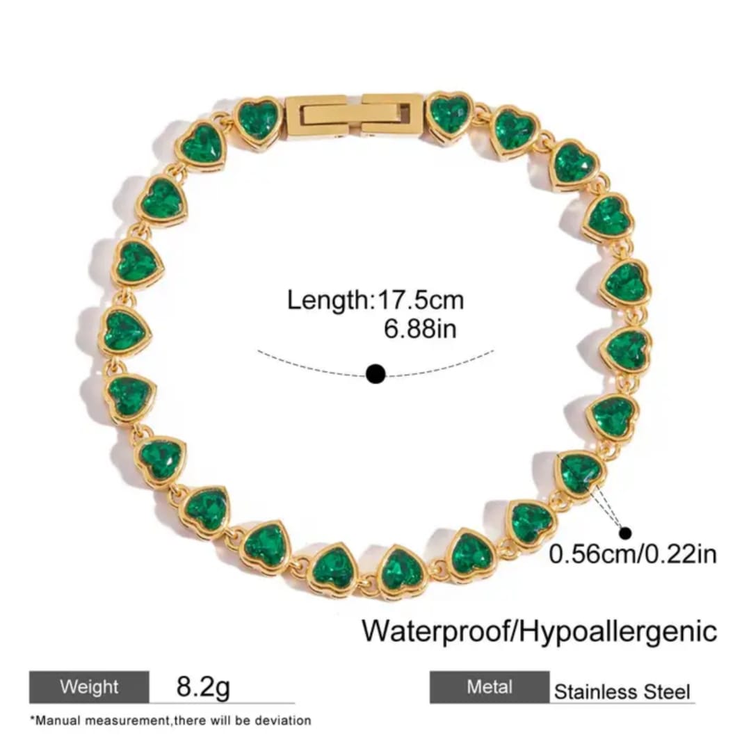 Treena Green Emerald Tennis bracelet -18k gold plated