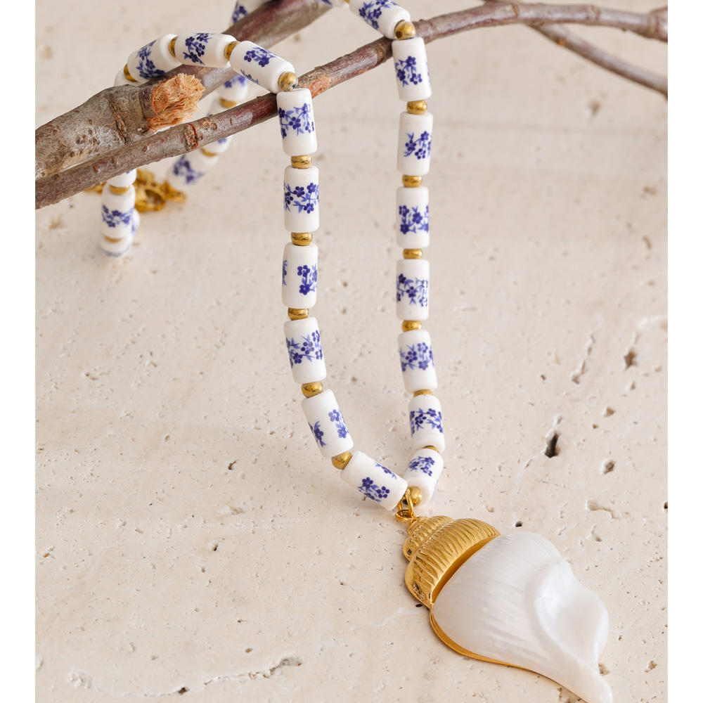 Porcelain Bloom Shell Statement Necklace
