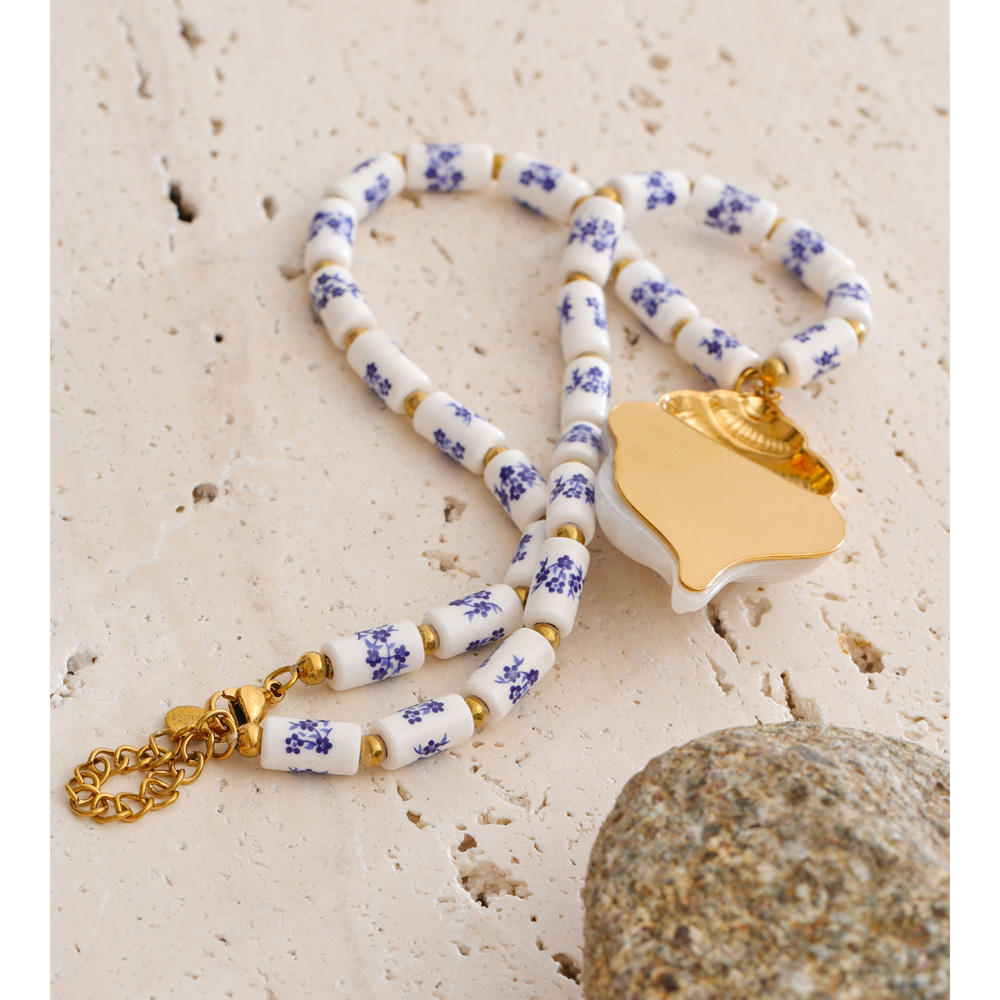 Porcelain Bloom Shell Statement Necklace