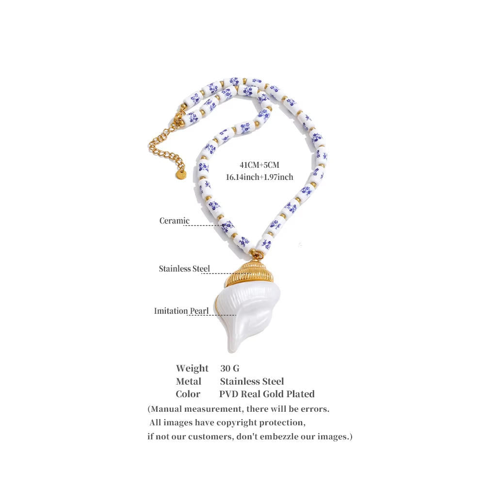Porcelain Bloom Shell Statement Necklace