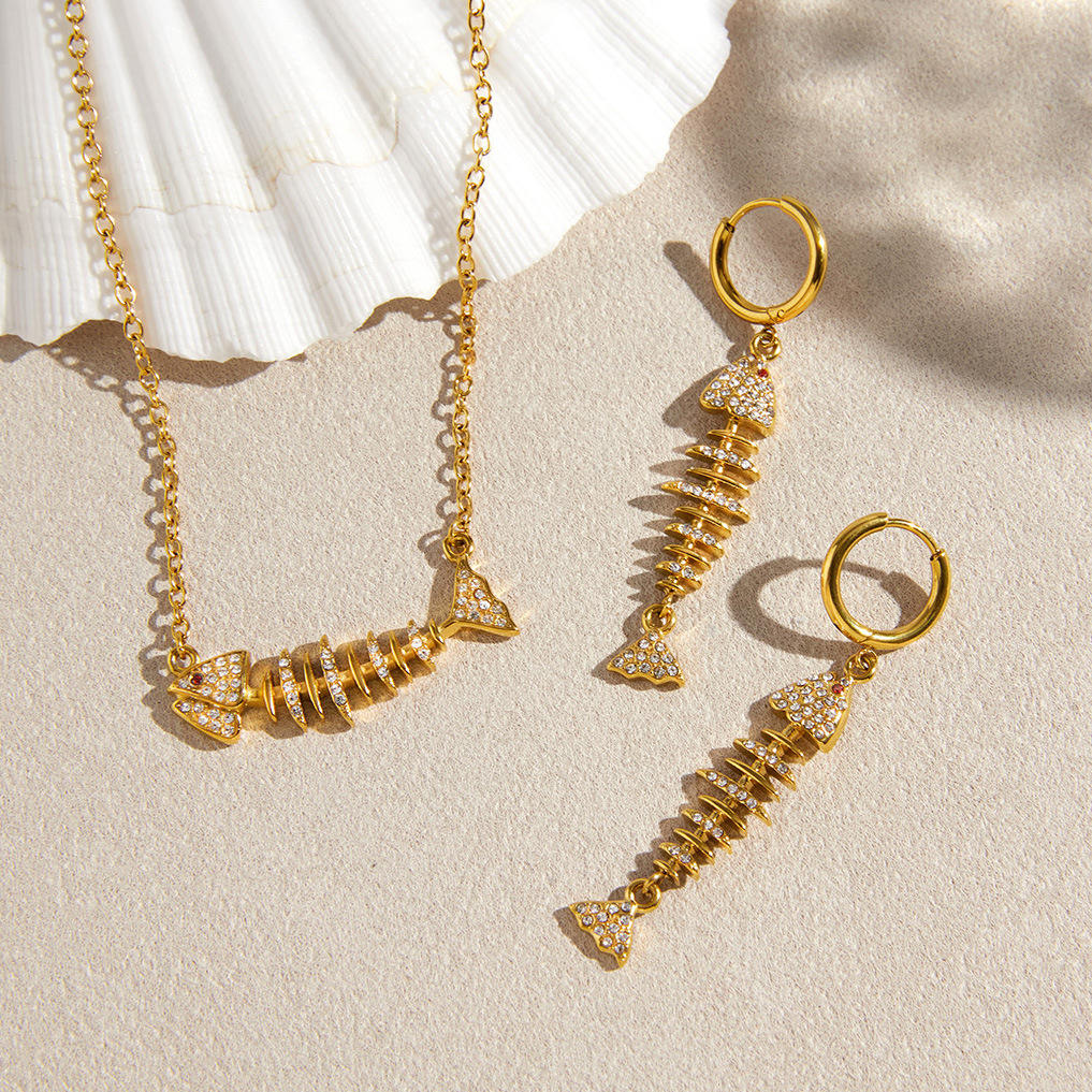 Marina Fishbone Drop Earrings