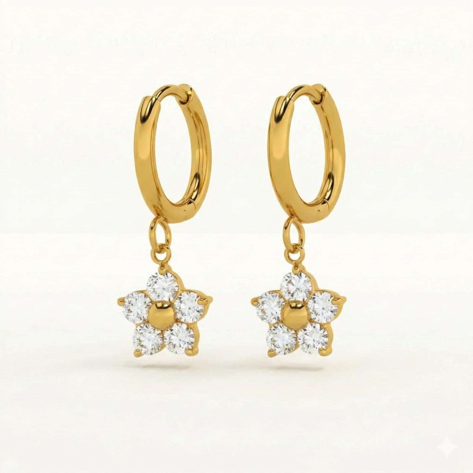 Daisy Spark 18K Gold Plated CZ Flower Drop Huggie Earrings | Everyday Gold Earrings