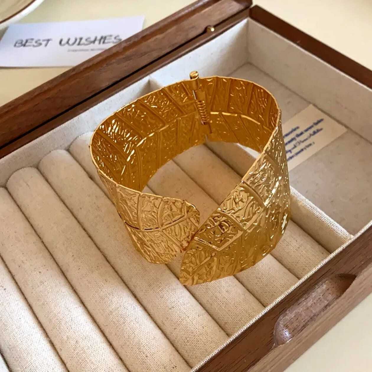 Golden Leaf Modern Cuff Bracelet