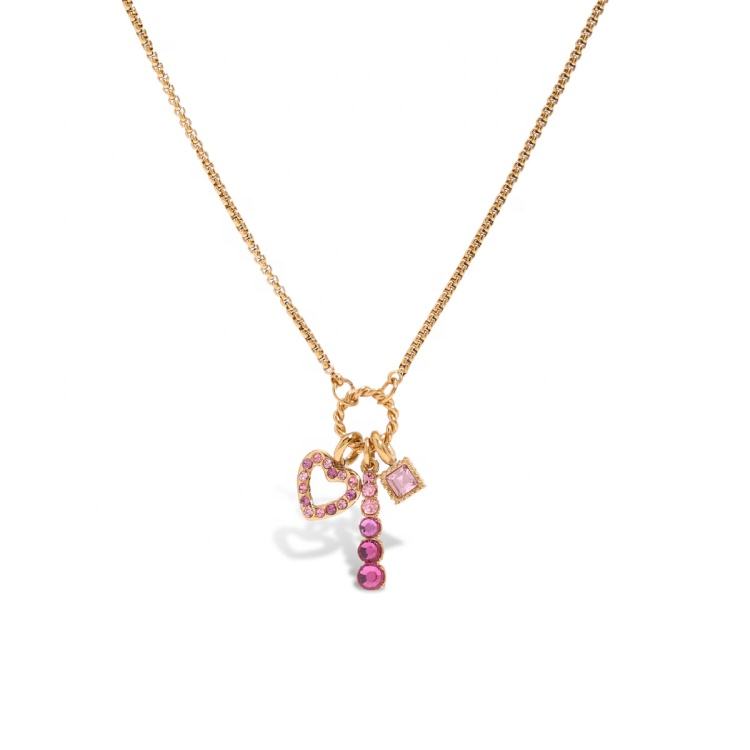 Ambrosia Pink Charm Gold Pendant Necklace