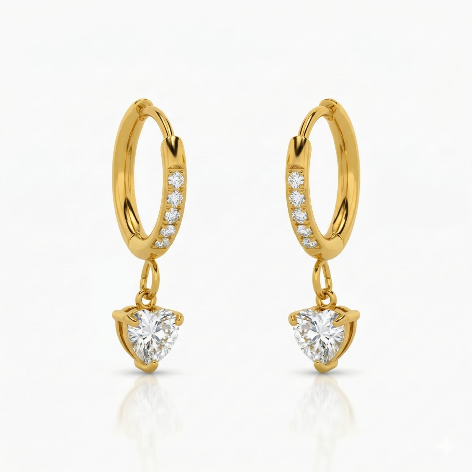 Heart Drop 18K Gold Plated CZ Huggie Earring