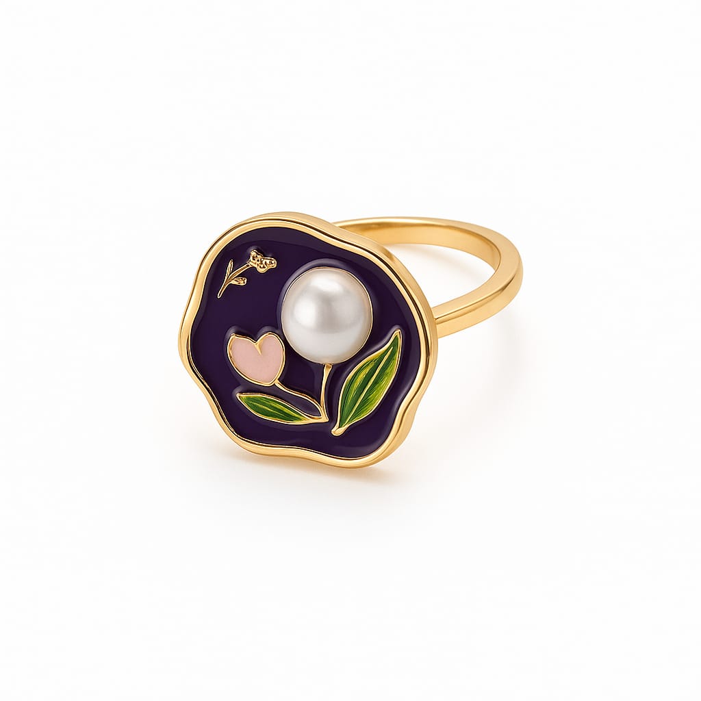 Indego Enamel painting -Fresh Pearl Ring