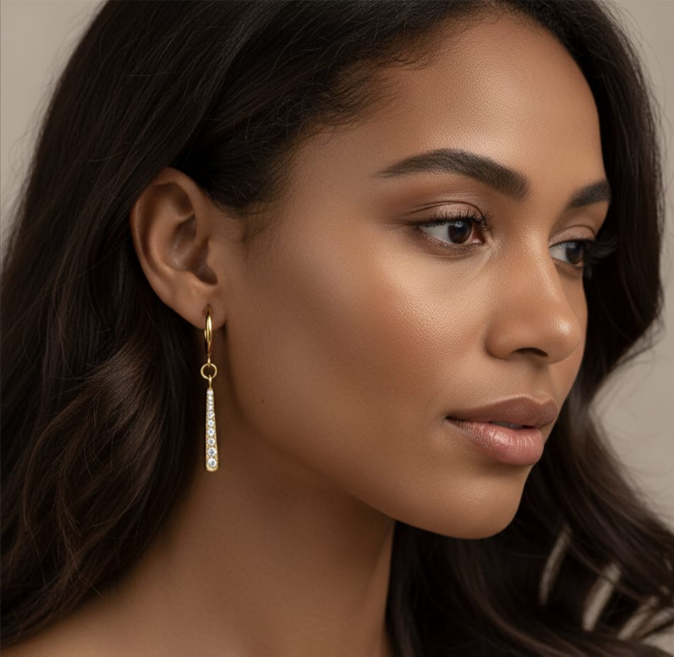 Luma - Minimal Gold Bar Drop 18k Gold Plated Earrings