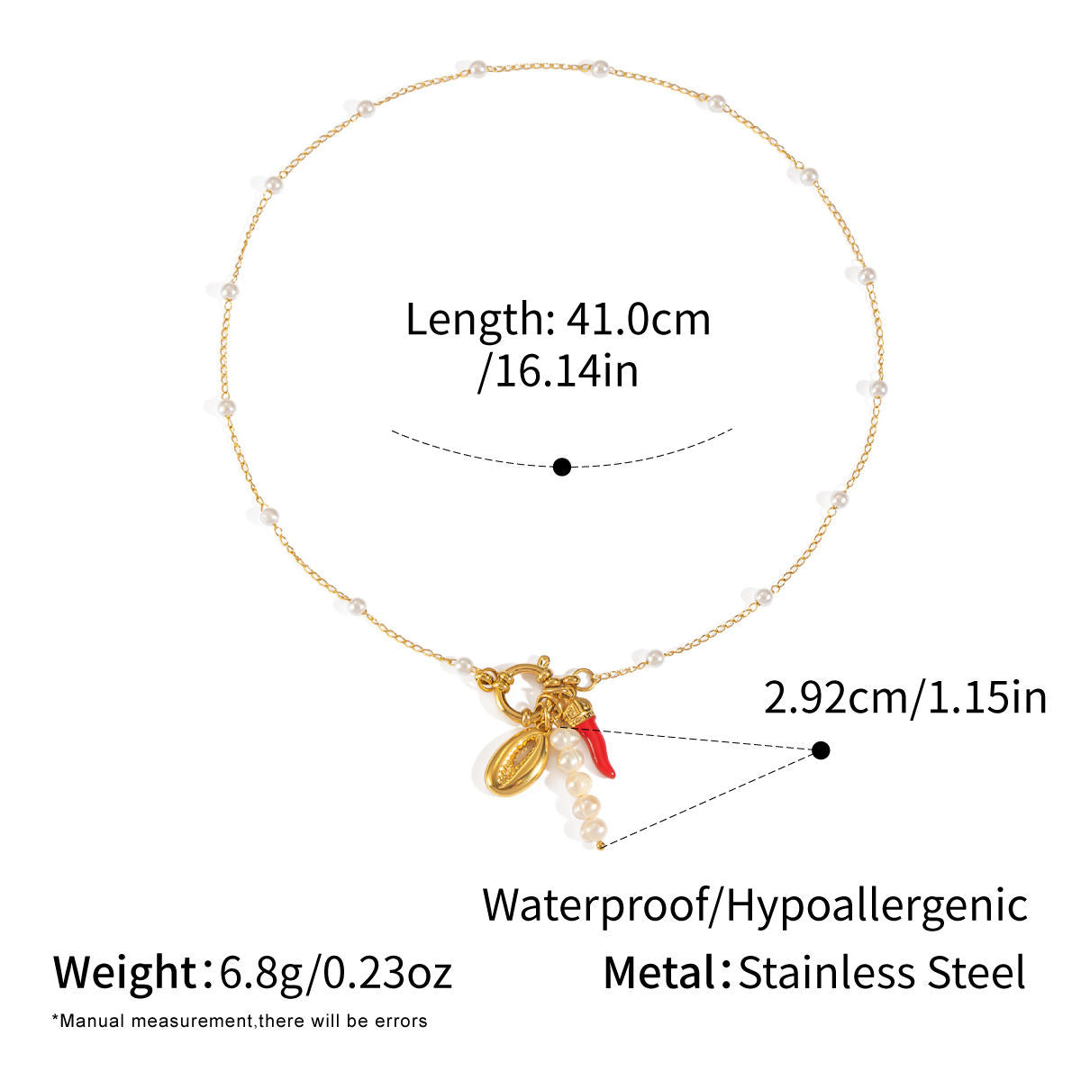 Pearl & Gold Seashell Charm – 18K Gold-Plated Coastal Pendant Chain