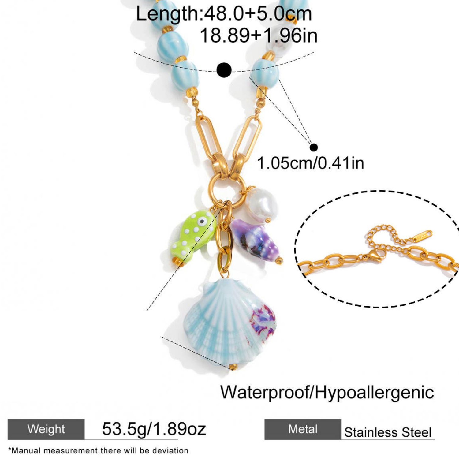 Blue Shell Charm Necklace – Coastal Beach Inspired Gold Jewelry