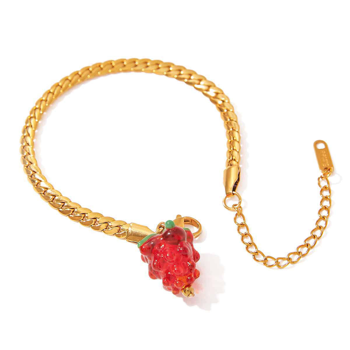 Berry Charm Gold Chain Bracelet – 18K Gold Plated Fruit Charm Bracelet for Women