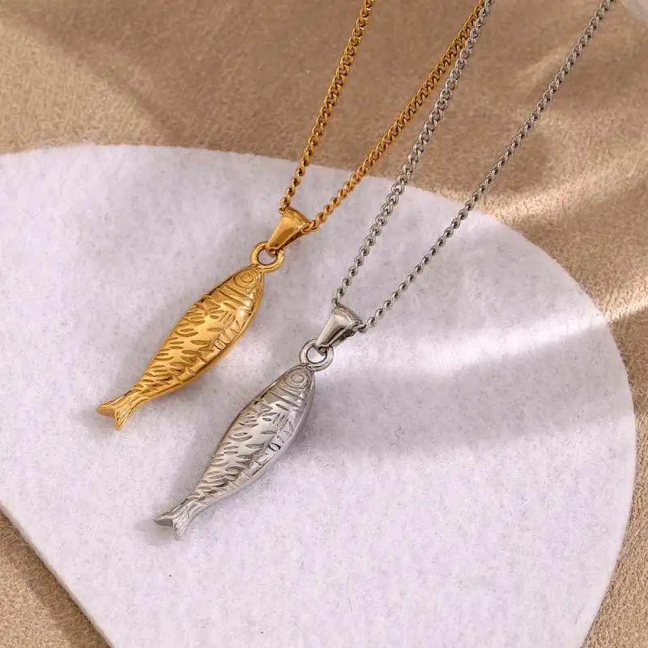 Fish Pendant Necklace – 18K Gold-Plated -Beach essential