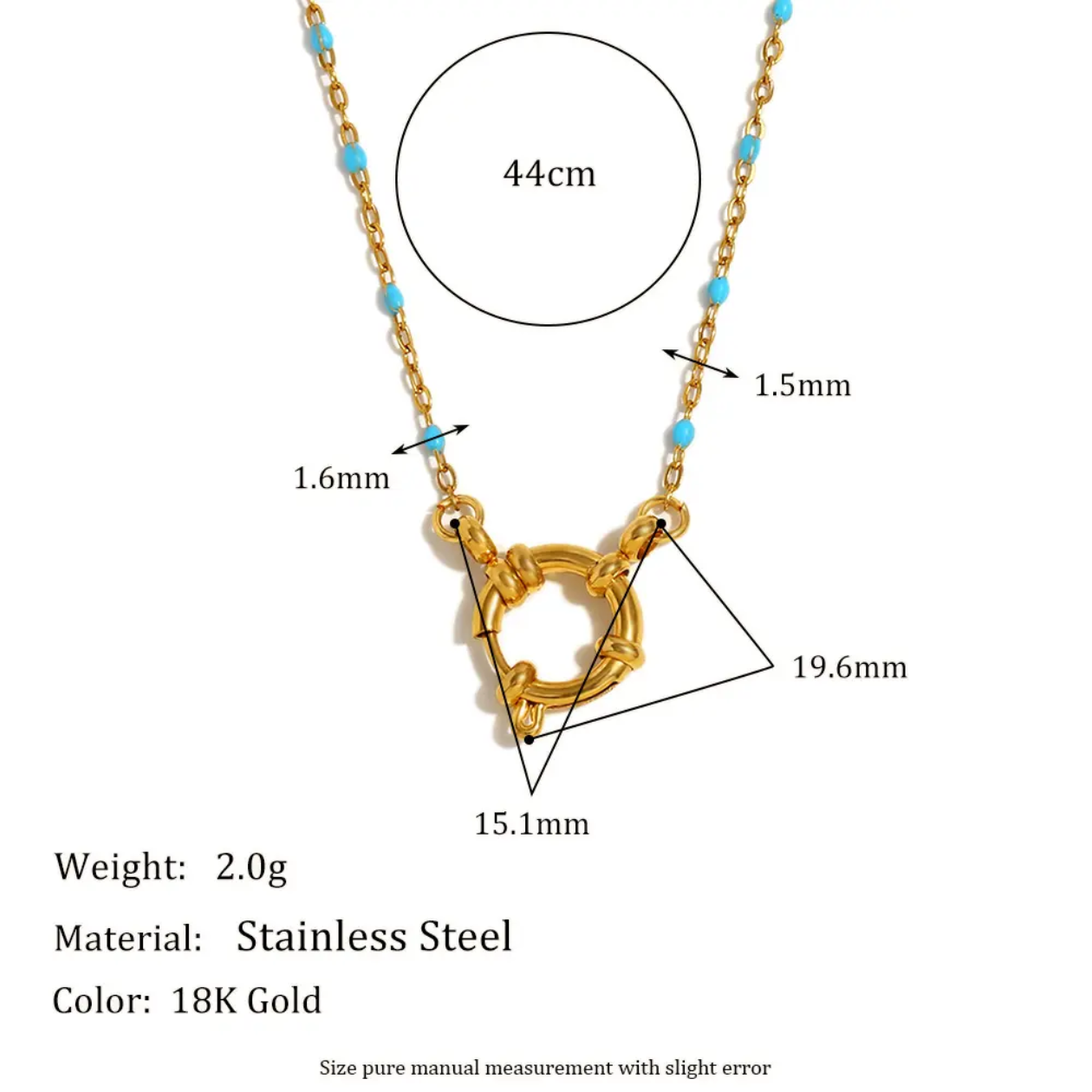Solene Beaded Circle Clasp Necklace – 18K Gold Plated
