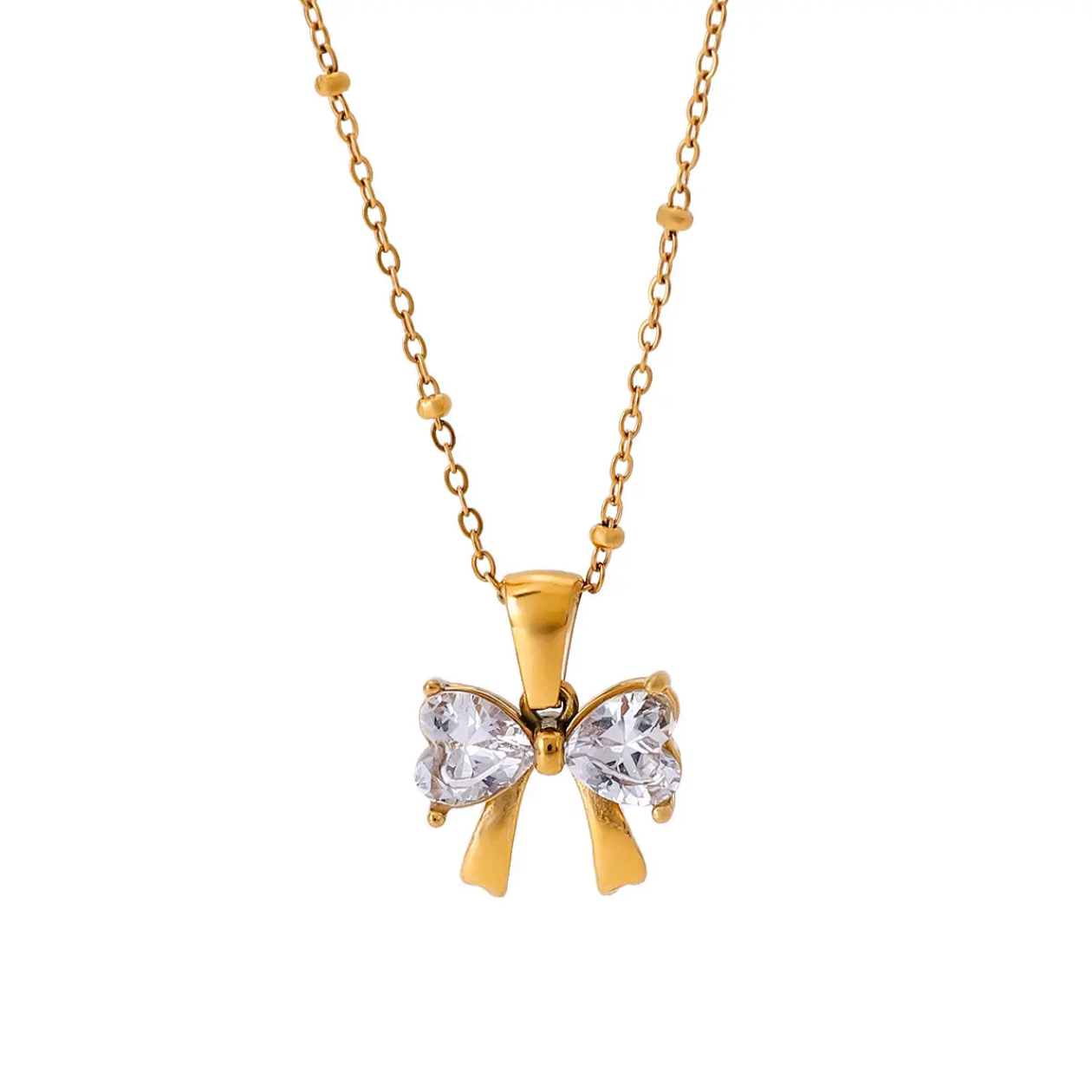 Crystal Bow Necklace for Women
