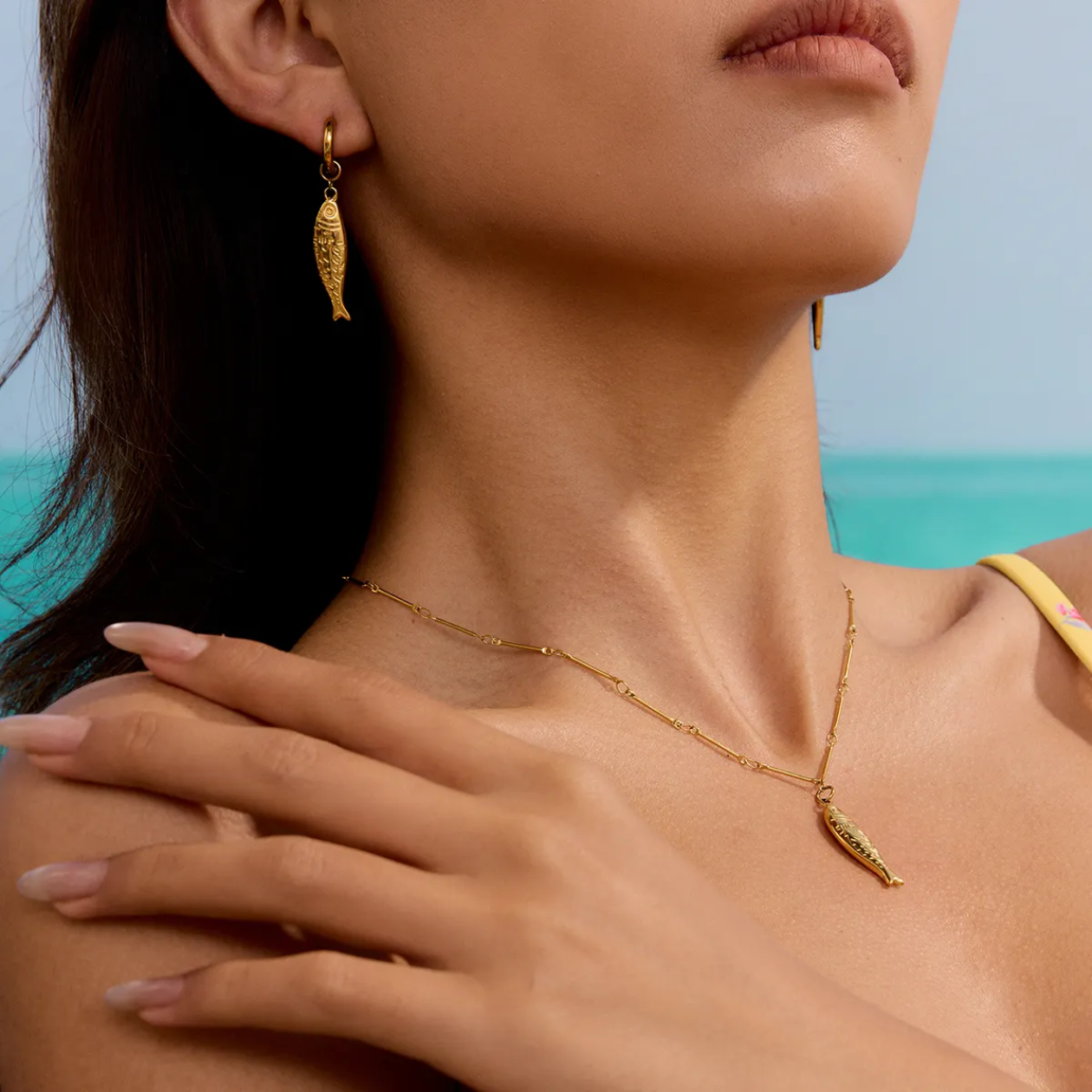Freda - Fish Pendant Necklace – 18K Gold-Plated -Beach essential