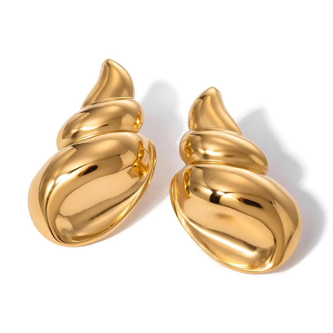 Oro -sculpted gleam- Real 18k gold plated Earring