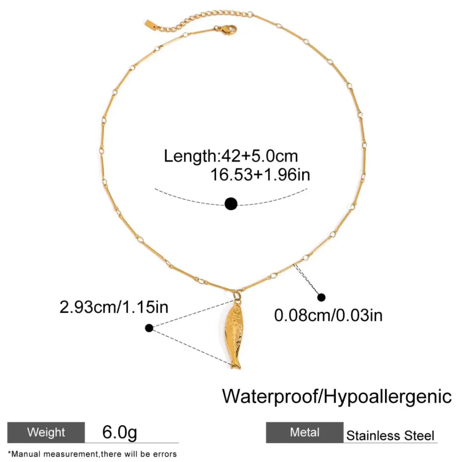 Freda - Fish Pendant Necklace – 18K Gold-Plated -Beach essential