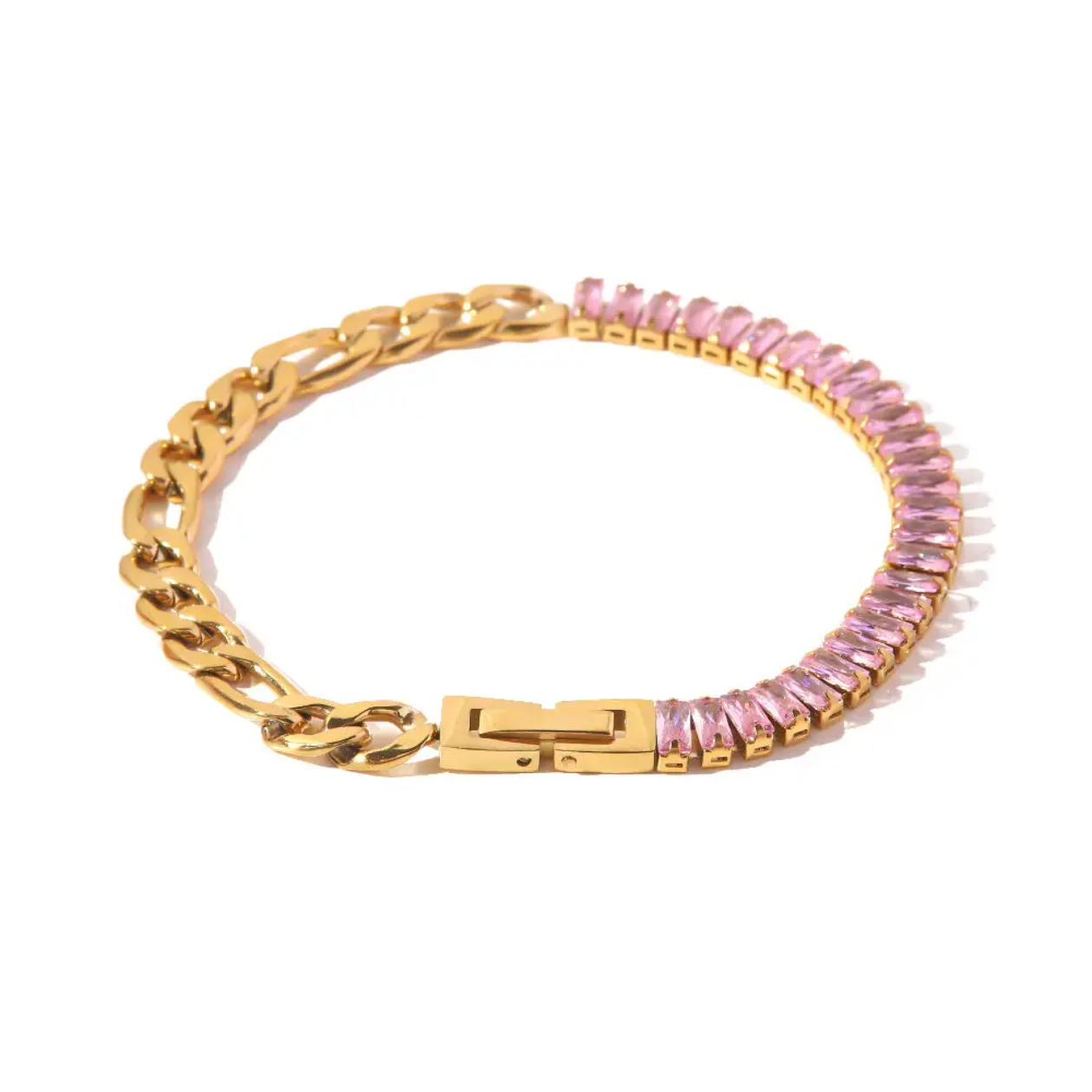 Pink Crystal Tennis Chain Bracelet