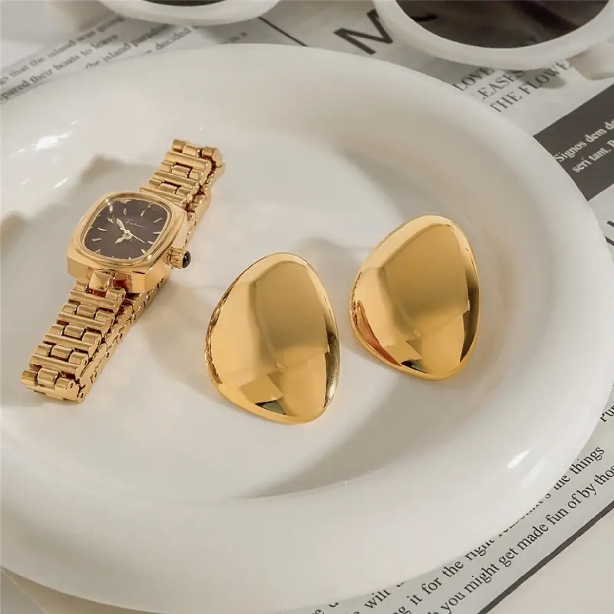 Aurelia Pebble Studs- 18K Gold -PVD plated