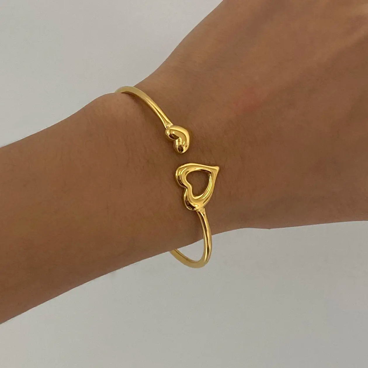 Robin - Heart Charm Cuff Bracelet