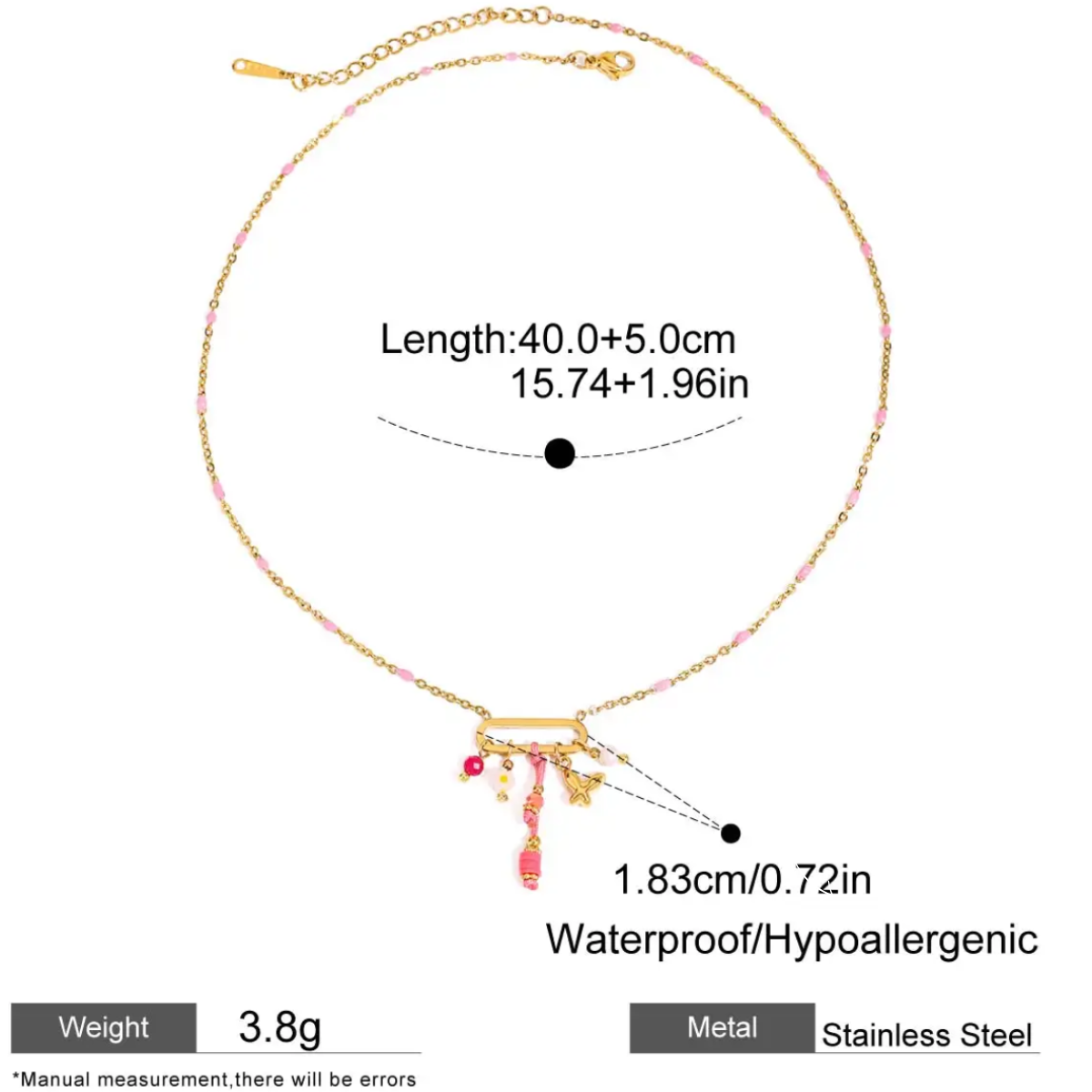 Boho Pink Trinket Multi charm necklace