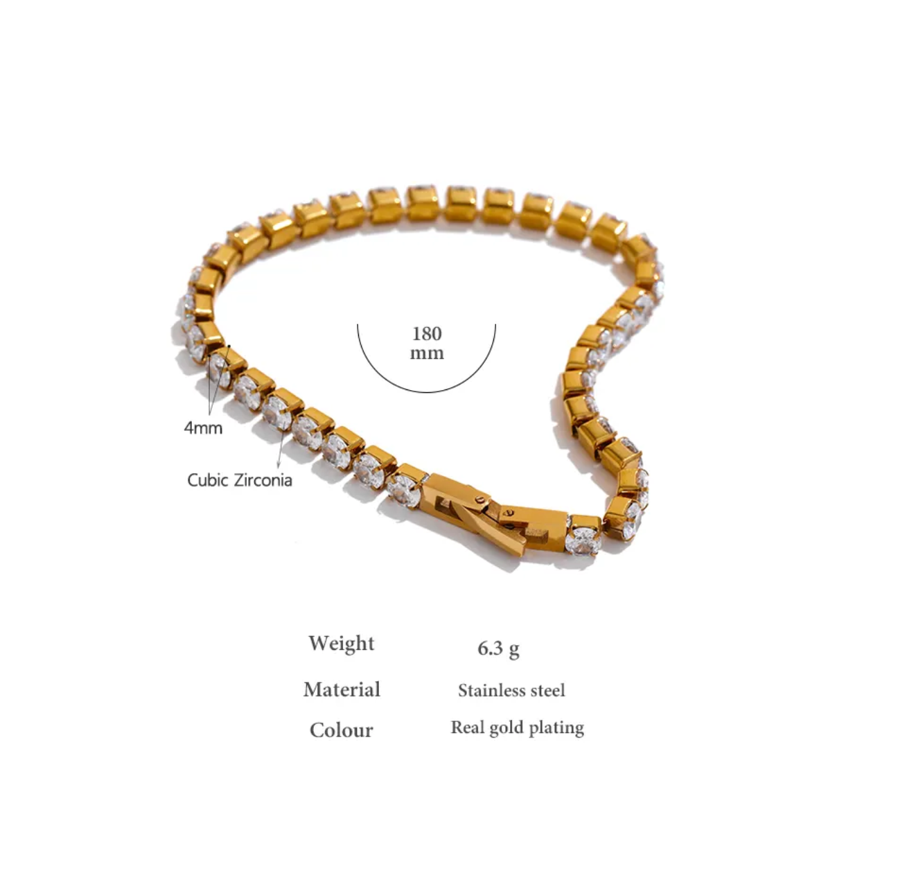 Tennis Bracelet Classic-18k gold plated