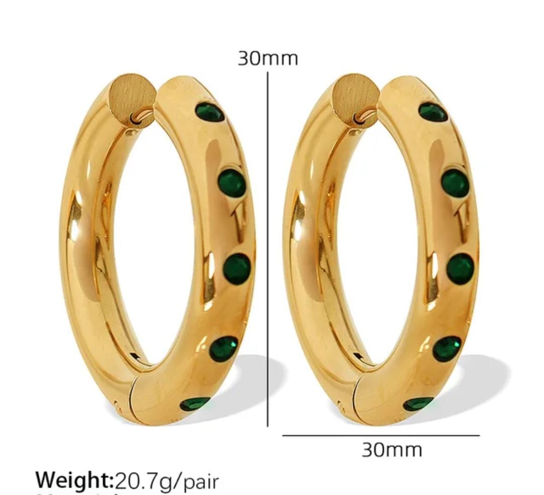 Le Green Code Hoops - 18k PVD gold plated