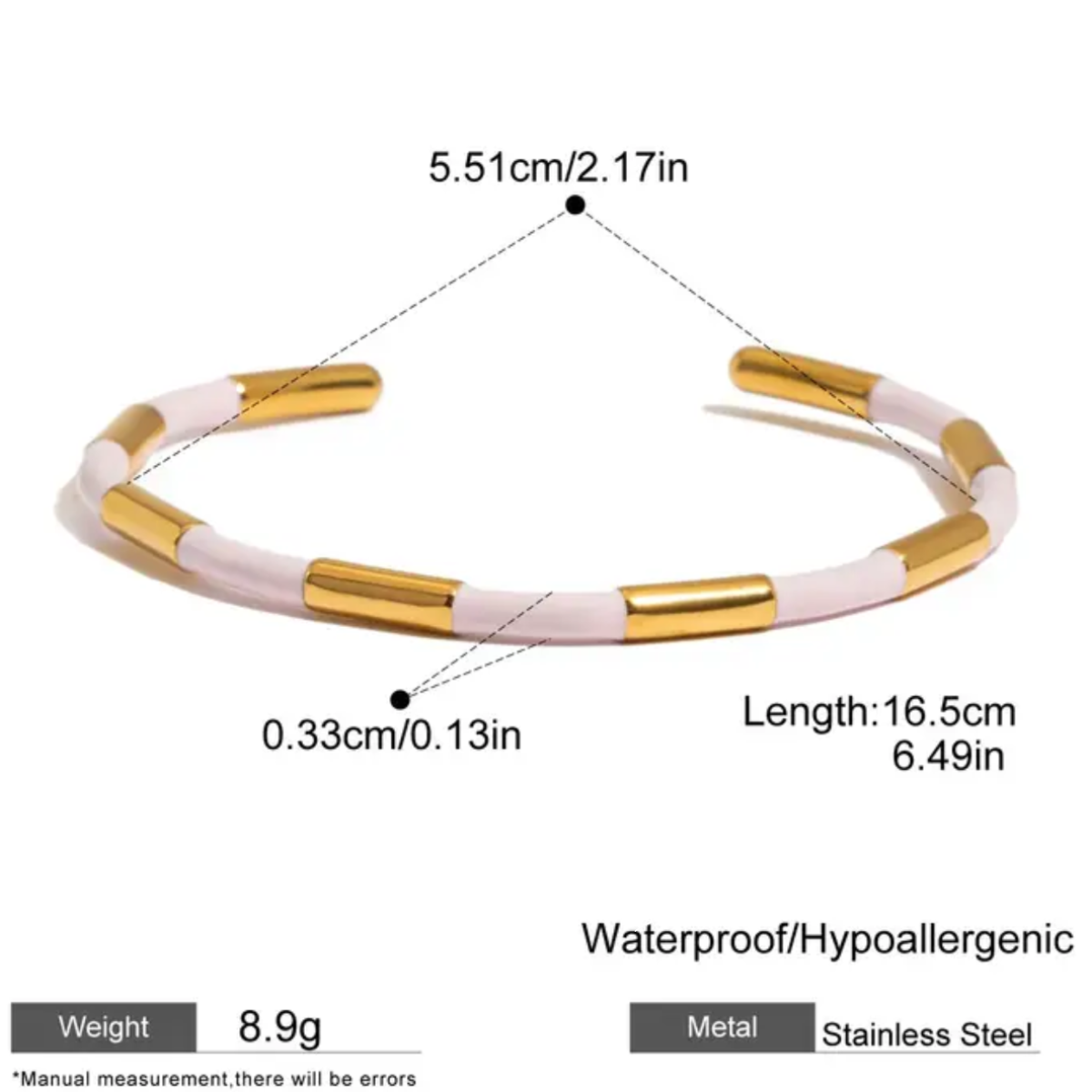 White & Gold Minimal Bamboo Cuff Bangle