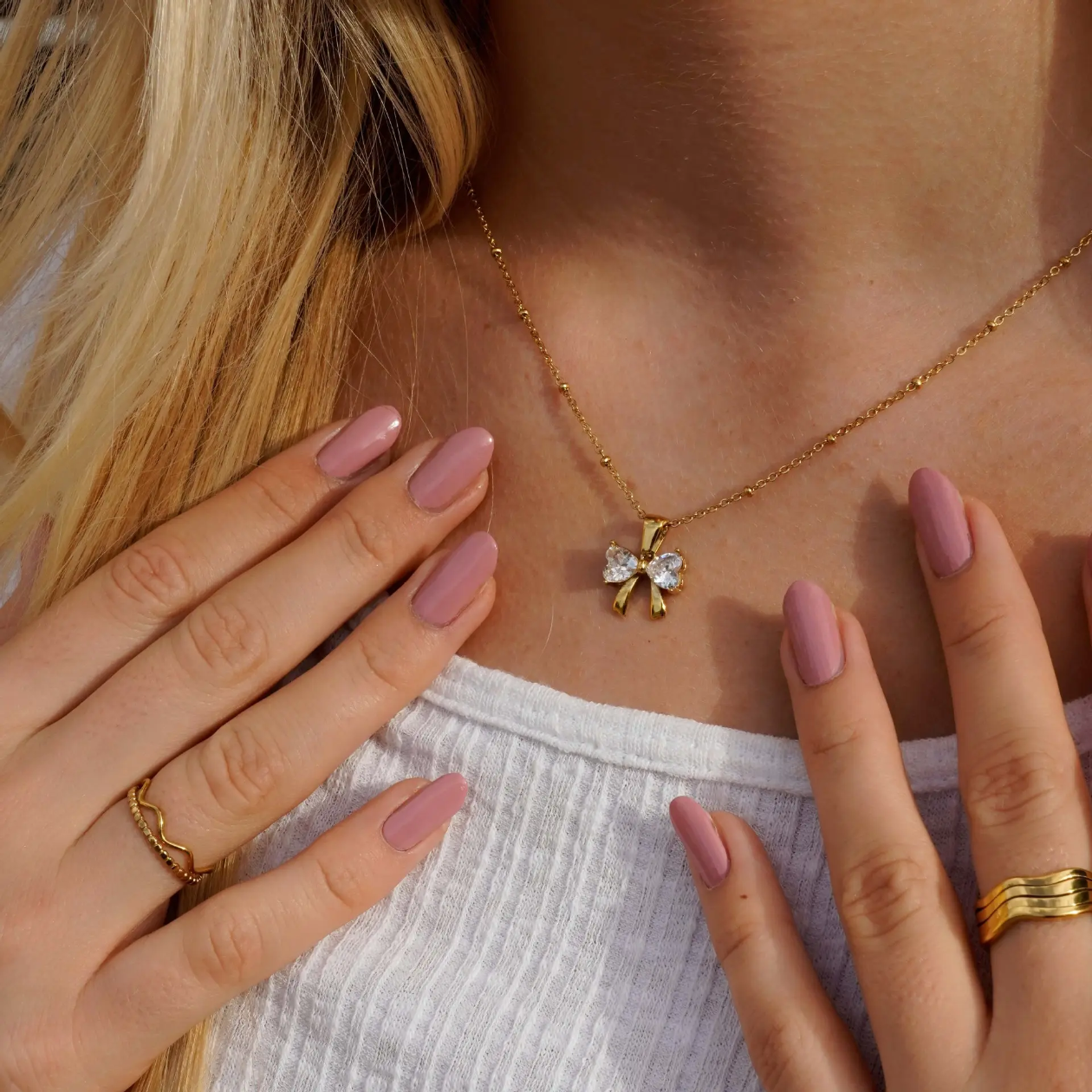 Crystal Bow Necklace for Women