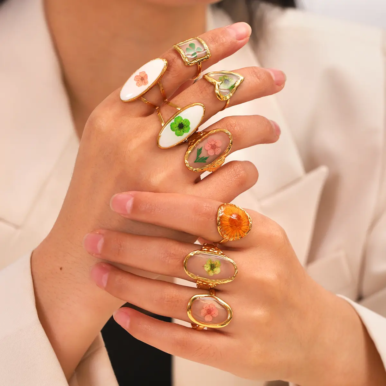 Lucky Charm - Green Clover Adjustable Ring