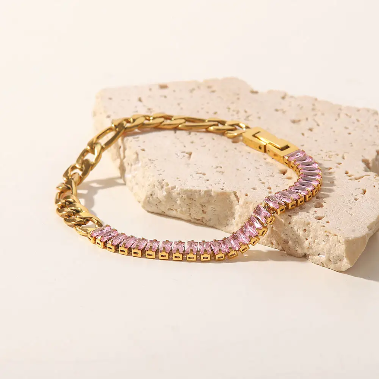 Pink Crystal Tennis Chain Bracelet