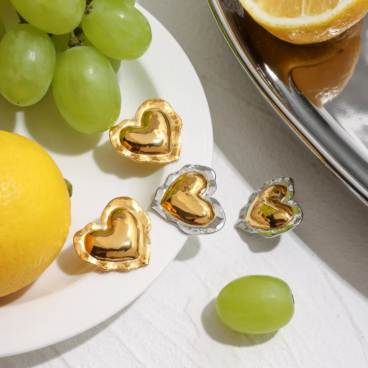 Bold Heart Sculpted Stud Earrings – Luxe Gold Statement Earrings